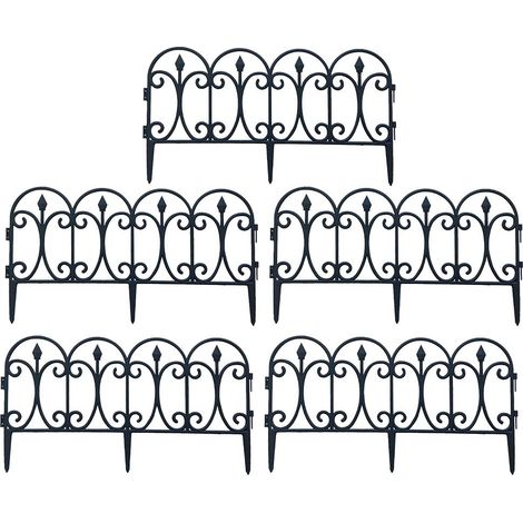 Clôture de jardin en plastique 5 pièces, barrière de protection amovible, bordure décorative pour pelouse extérieur, patio (1/5)