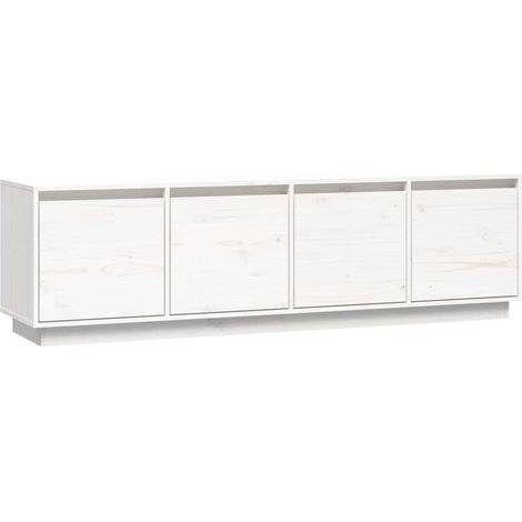 Meuble TV Blanc 156x37x45 Bois de pin massif (1/5)