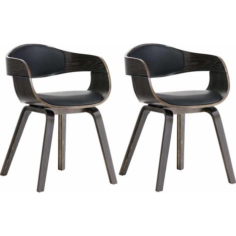 Set di 2 sedie Kingston in finta pelle nero/grigio