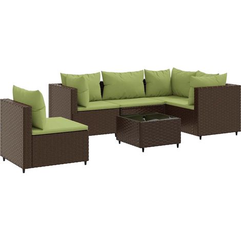 Maison Exclusive - Set Mobili da Giardino 6pz con Cuscini in Polyrattan Marrone