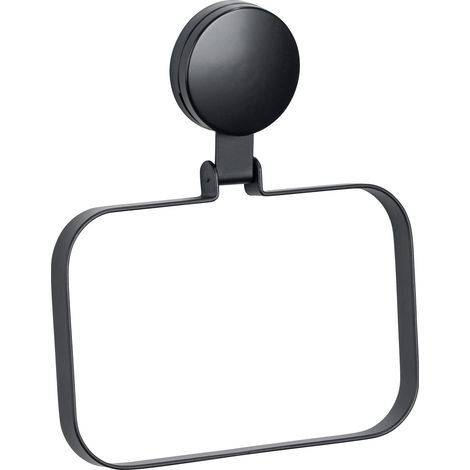 WENKO Static-Loc® Plus Anello per asciugamani Pavia Nero, Portasciugamani, Installazione senza forare, Nero, Acciaio nero, Plastica (ABS) nera (1/4)