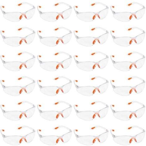 BARKBUSTERS Lunettes de Protection Transparentes - Lot 24x Lunette de Protection Travail Bricolage Chantier Chimie Lycee - Surlunettes Verres Plastique Pont-de-Nez et Embouts Caoutchouc (1/4)