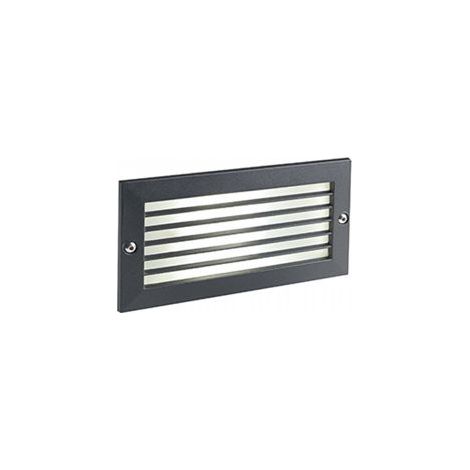 Lámpara empotrable de aluminio fundido con difusor de vidrio satinado negro (1/4)
