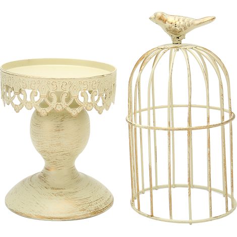 Porte-bougie Cage à Oiseaux Vintage - Support Bougeoir Métal Décoratif pour Table et Décoration Intérieure (1/5)