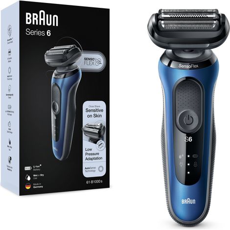 Rasoio Braun Series 6 61-B1000s Elettrico Uomo Wet&Dry A Lamina Senza Fili Blu (1/4)