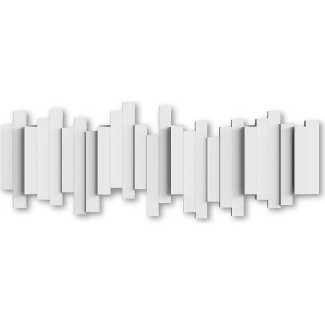 Umbra Sticks Attaccapanni Da Parete Con 5 Ganci Ribaltabili, Bianco, 49.53 x 3.18 x 18.42 cm, 907.18 grammi (1/5)
