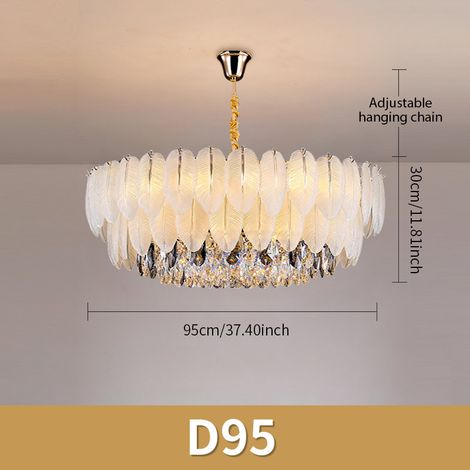 LED Feder-Hängeleuchte Ø 95 cm, Großer Luxus-Kronleuchter mit Kristall, 3 Farbtemperaturen, Designer-Lampe für große Räume