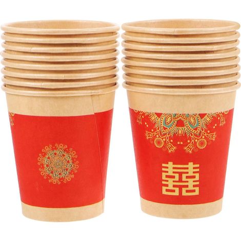 Lot de 50 gobelets en papier jetables pour mariage (café, jus, thé)-8.50X7.00X7.00CM