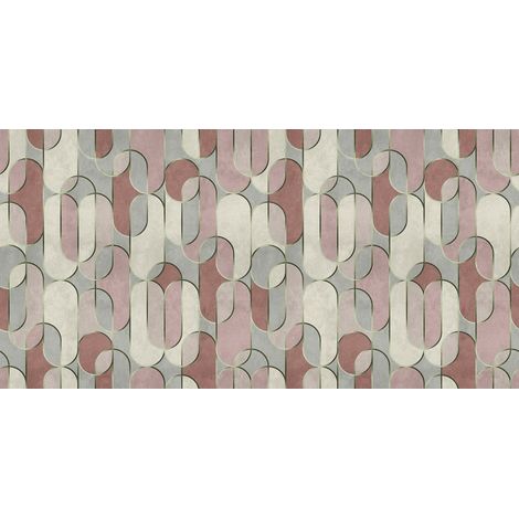 Papier peint panoramique rétro pour salon Tapisserie panoramique violet et gris effet béton Papier peint panoramique tendance années 70 (1/2)