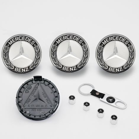 4 pièces Cache Moyeux - Compatible with Mercedes Benz - 75mm - Cache de Roue Centrale - ABS - Accessoires de Voiture