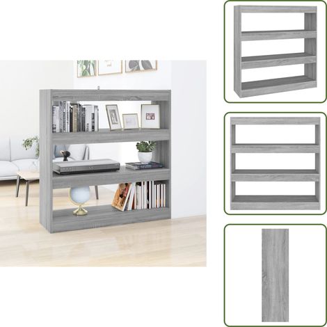 Bibliothèque/Séparateur de pièce sonoma gris 100x30x103 cm - Bibliothèque - Meuble Rangement - Étagère - Séparateur Pièce - Bibliothèque Moderne (1/5)