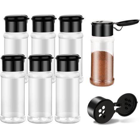 Lot de 6 boîtes à épices de 100 ml - En plastique transparent - Pour cuisine, tiroir, étagère à épices, camping