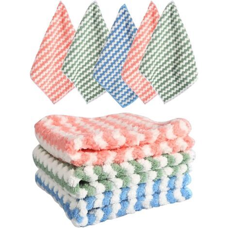 Chiffon Nettoyant Microfibre, Chiffons Multifonction en Microfibre, 5Pcs Torchons de Nettoyage (1/5)
