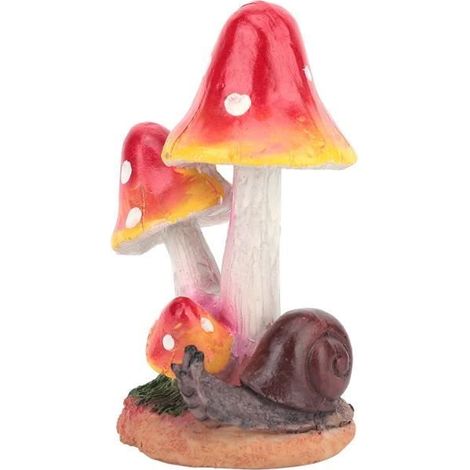 2 décorations jardin champignon rouge, résine écologique, escargot et grenouille, ornement extérieur pour enfants et amoureux de la nature