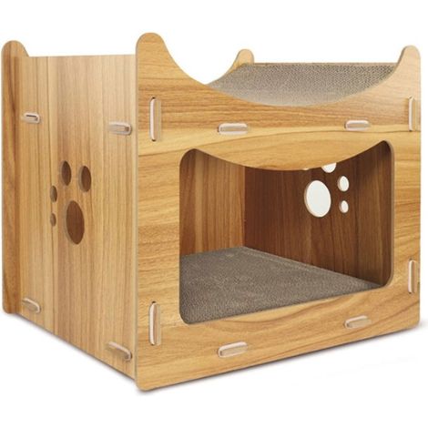 Tiragraffi in legno e cartone modello Pagoda con catnip per gatti