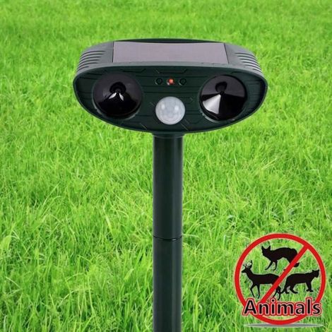 Répulsif Animal - Détecteur Infrarouge 120° - Ultrasons 25 kHz - Solaire avec Batterie Rechargeable - Extérieur Jardin Terrasse - 1 Pièce (1/2)