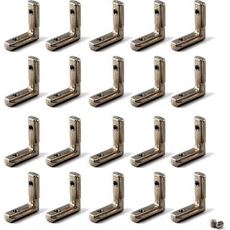 Raccord d'angles en forme de L avec vis - Fente en forme de T - Alliage de zinc plaqué nickel (1/4)