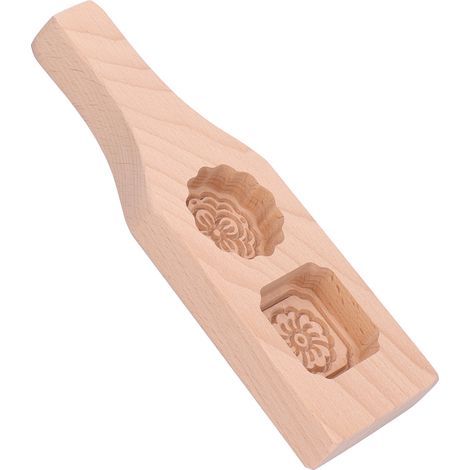 Moule à gâteau de lune en bois à 2 trous pour usage domestique, moule à brioches créatif de style chinois, 65 g, 2 trous carrés et ronds. (1/5)