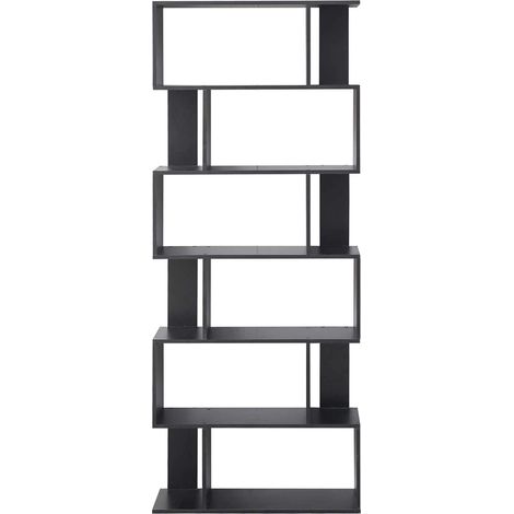 Rebecca Mobili Biblioteca Estanterias Moderno Madera Negro 6 Estantes 190x60x24 (1/5)
