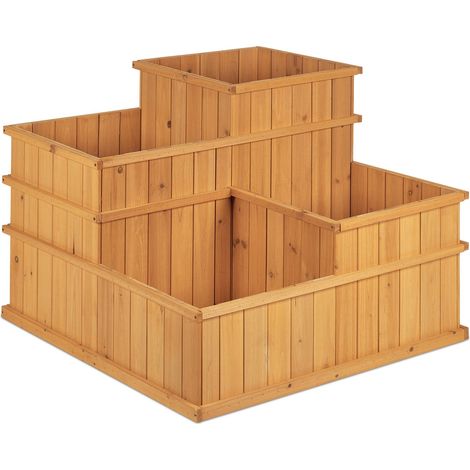 Orto rialzato decorativo 4 livelli giardino balcone terrazza in legno di conifera naturale 130011680