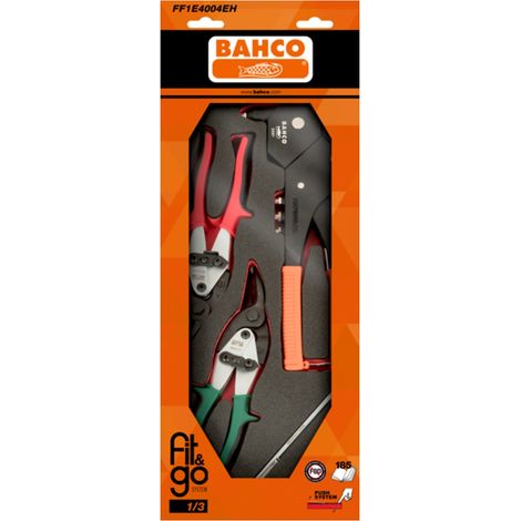 Bahco Fit&Go 1/3 Schaumstoffeinlage, Nietpistole und Metallblechscheren - 4-tlg.