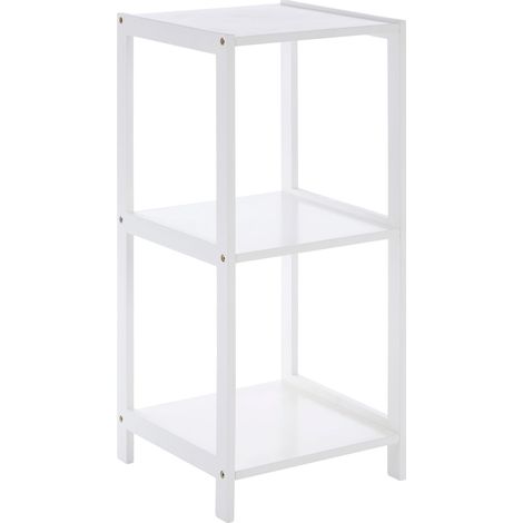 Premier Housewares 3 Tier Pine Wood Bathroom Shelf With Square Shelves White Finish Bathroom Organiser / Storage Shelving Unit For Garage Shelves 36 x 78 x 36