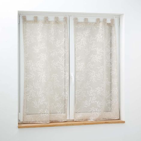 Paire Droite à Passants 2 x 60 x 120 cm Karla Taupe - Voile Tissé Appliqué - Livraison gratuite (1/3)