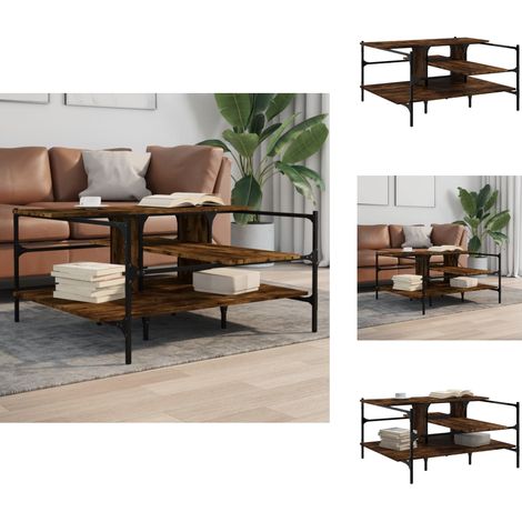 Table basse chêne fumé 100x100x48,5 cm bois d'ingénierie - Table Basse - Meuble Salon - Table D'appoint - Table Design - Table Chic (1/5)