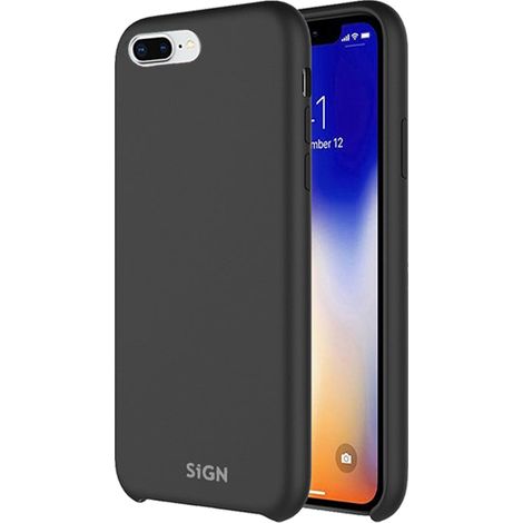 Coque en silicone liquide sign pour iphone 7 et 8 plus - noir