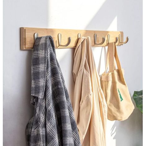 Appendiabiti da parete in legno con 4 ganci, ganci da parete per cucina e bagno (bar) (1/4)