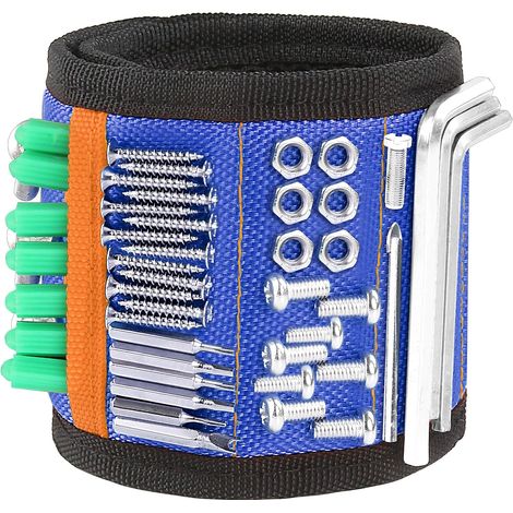 Bracelet Magnetique - 15 Aimants Integres - Pour Vis Clous Bits De Perceuse - Double Poche - Polyester Balistique 1680D - Taille Unique (1/5)