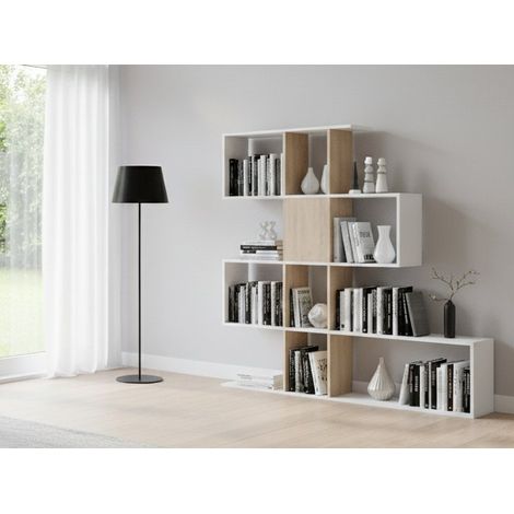 Libreria - 4 Ripiani Struttura Verticale, Bianco Lucido, -, 145x29x145h cm Riobamba