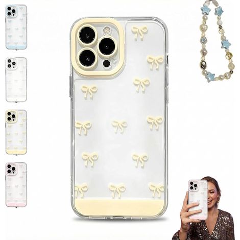 Convient aux coques de téléphone avec nœud LED coloré, coques de protection lumineuses, compatibles avec iPhone 11-17 Pro/Pro Max, flash d'appel, bords surélevés – jaune (1/2)
