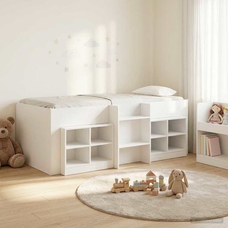 vidaXL Struttura Letto Loft con Mobile con lo scaffale 3 pz Bianco (1/5)