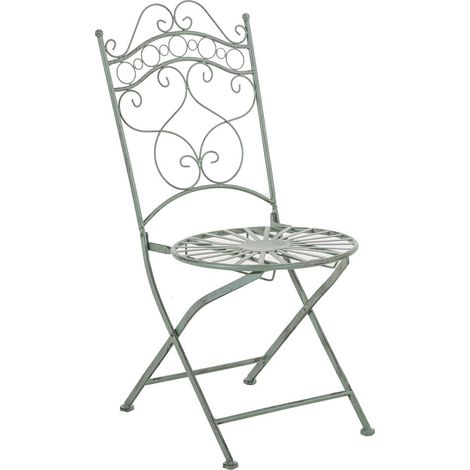 Chaise de jardin terrasse balcon design rustique en fer forgé vert vieilli 100003008 (1/4)