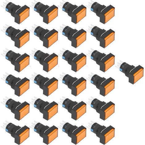 25 interrupteurs poussoirs momentanés à verrouillage rectangulaire lumineux 220V BEMLA1622DSJ 16mm (jaune) (1/5)