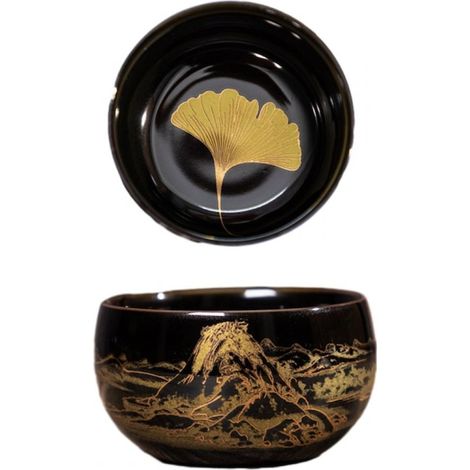 Mugs en céramique noire avec détails dorés, lot de 11 pièces, 9 x 5,5 cm, contenance 200 ml (1/5)