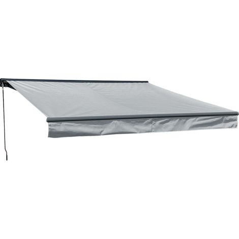 Toldo SAULE 3,5 × 3m con semicubierta Tejido gris y estructura gris