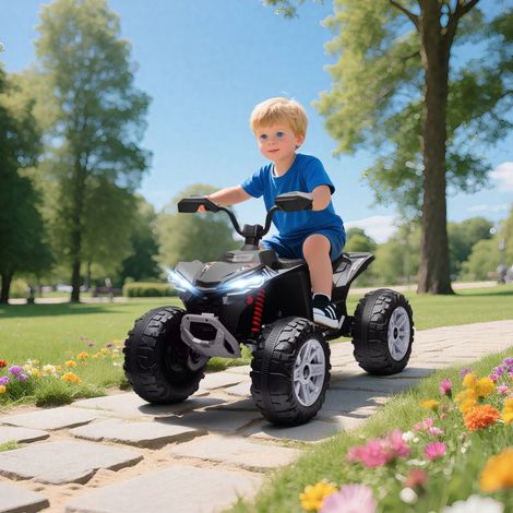 Quad eléctrico infantil 24 V con 4 ruedas, 2 motores, 2 velocidades, luces, USB, MP3, negro (1/5)