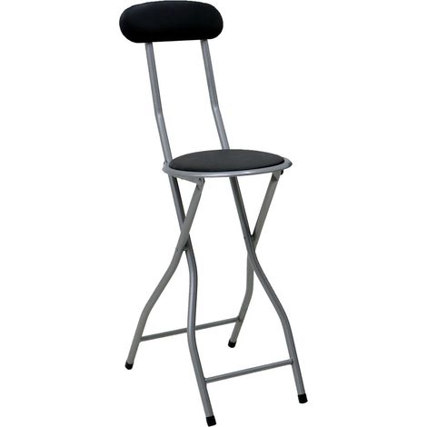 Oypla Black Padded Folding High Chair Breakfast Kitchen Bar Stool Seat (1/5)