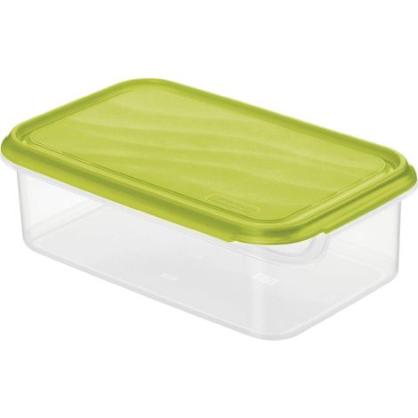 Boîte pour aliments frais 1,5 l avec couvercle, Plastique (PP) sans BPA, transparent/vert, 1.5l (24.0 x 16.0 x 7.5 cm) (1/4)