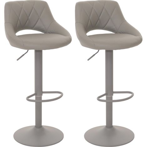 Lot de 2 tabourets de bar réglables pivotants avec repose pieds similicuir métal gris 040007473 (1/5)