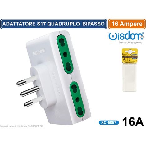 Adattatore spina S17 16A 2P/T con 4 prese bipasso 10/16A 2P/T (1/3)