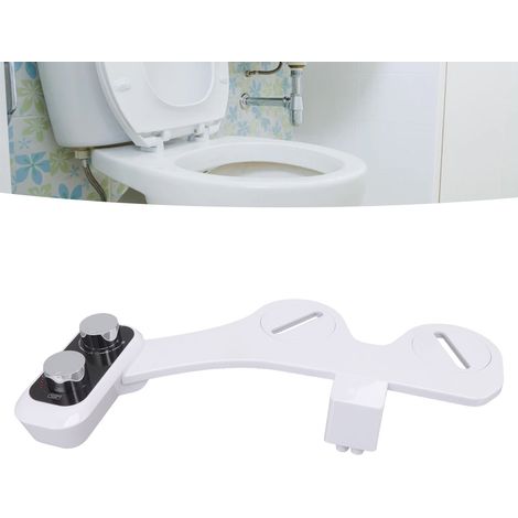 Bidé de inodoro de doble chorro con diseño práctico, autolimpiante, boquilla lavable con botón de encendido/apagado, modelo ABS negro, juego de 2 piezas. (1/5)