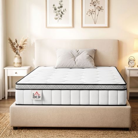 Matelas 90x190 cm épaisseur 20 cm, ressorts ensachés 7 zones avec mousse mémoire de forme gel rafraîchissant (1/5)