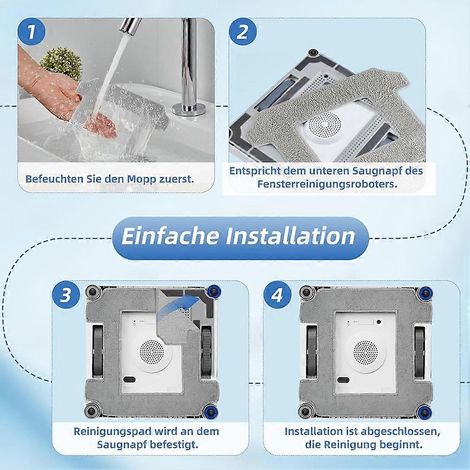 Lingettes de nettoyage pour robots lave-vitres Ecovacs Winbot W2S / W2S Omni, lingettes de nettoyage lavables en microfibre, lot de 16 (1/5)