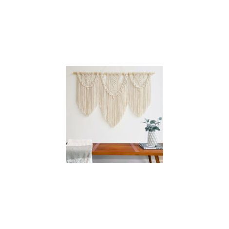 Litzee – Makramee-Wandbehang 110 x 82 cm – Handgewebte Baumwollkordel – Boho-Dekoration für Hochzeiten und Wohnräume – Crezuo