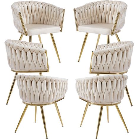 Packs Sillas Comedor - Pack 6 Sillas Widny Golden Terciopelo - Beige (1/5)