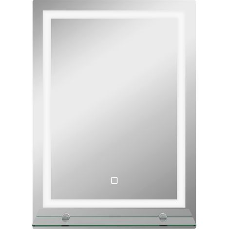 Miroir de salle de bain avec éclairage intégré, miroir mural avec 3 couleurs de lumière, indice de protection IP44, interrupteur tactile et fonction mémoire, en aluminium, 50 x 70 cm