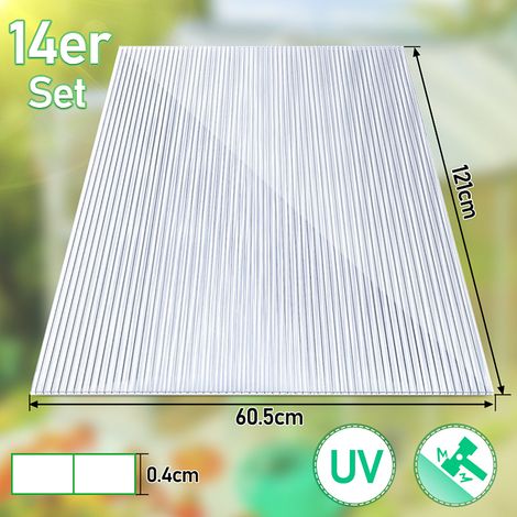 Wolketon 14x Doppelstegplatten 4mm Zuschneidbar 121x60,5cm Polycarbonat 10,25m² UV-beständig Klar Hohlkammerplatten Gewächshaus Platten Stegplatten (1/4)